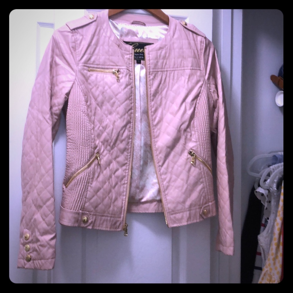 Pink Vegan Leather Moto Jacket